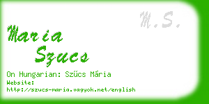 maria szucs business card
