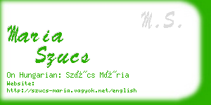 maria szucs business card